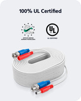 Fire-Rated 4-Pack 100 ft All-in-One BNC Video Power CCTV Camera Cables White